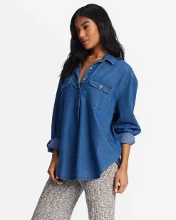 Billabong So Stoked Oversized Button-Down Shirt DARK HAZE (kyk0) -billabong shop abjwt00365 billabongw kyk0 sd1