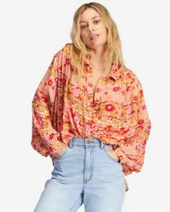 Billabong Day After Day Oversized Button-Down Shirt PINK SKIES (mfr0) -billabong shop abjwt00368 billabongw mfr0 frt1 1
