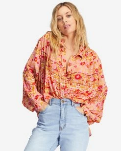 Billabong Day After Day Oversized Button-Down Shirt PINK SKIES (mfr0)