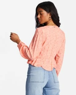Billabong Time Goes By Long Sleeve Crop Top LIFES A PEACH (mhg0) 8 Billabong Time Goes By Long Sleeve Crop Top LIFES A PEACH (mhg0) -billabong shop abjwt00374 billabongw mhg0 bck1