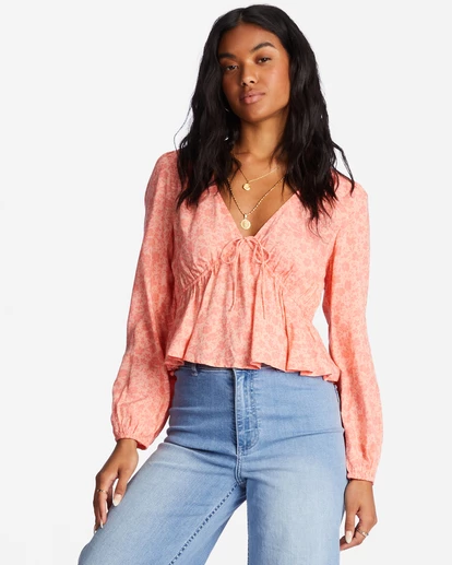 Billabong Time Goes By Long Sleeve Crop Top LIFES A PEACH (mhg0) 6 Billabong Time Goes By Long Sleeve Crop Top LIFES A PEACH (mhg0) - Image 6