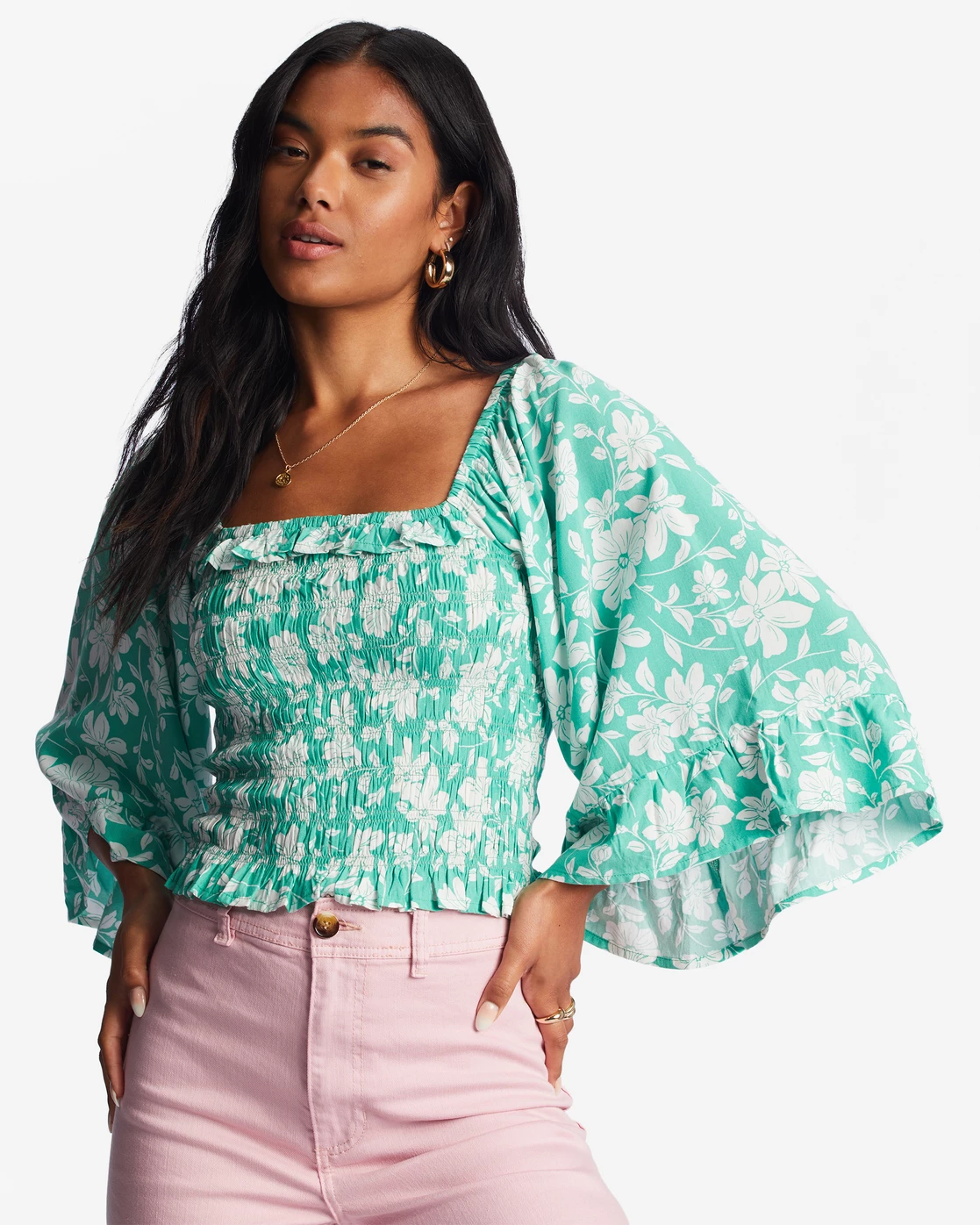 Billabong Be My Babe Bell Sleeve Top SWEET GRASS (gkz0) 5 Billabong Be My Babe Bell Sleeve Top SWEET GRASS (gkz0) - Image 5