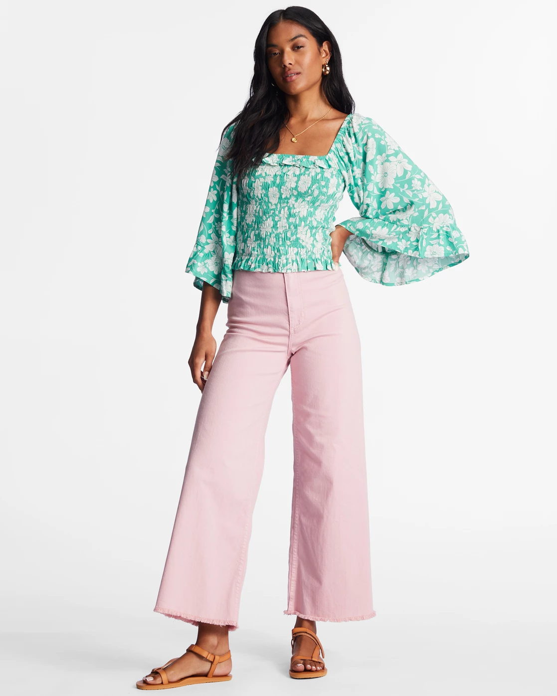 Billabong Be My Babe Bell Sleeve Top SWEET GRASS (gkz0) 2 Billabong Be My Babe Bell Sleeve Top SWEET GRASS (gkz0) - Image 2