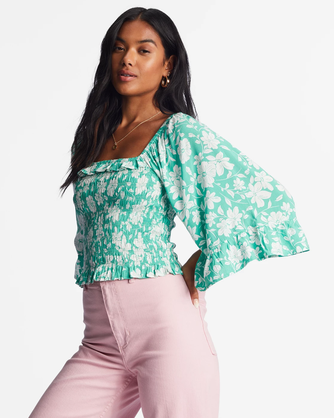Billabong Be My Babe Bell Sleeve Top SWEET GRASS (gkz0) 4 Billabong Be My Babe Bell Sleeve Top SWEET GRASS (gkz0) - Image 4