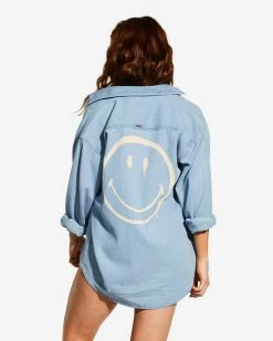 Billabong X Smiley Down The Coast Long Sleeve Shirt SMILEY WASH (gep0) -billabong shop abjwt00402 billabongw gep0 bck1