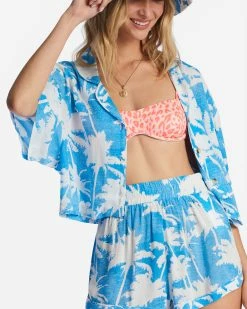Billabong Sun Is Shining Cropped Shirt BLUE HAWAII (bmm0) -billabong shop abjwt00403 billabongw bmm0 dtl1