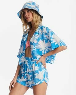 Billabong Sun Is Shining Cropped Shirt BLUE HAWAII (bmm0) -billabong shop abjwt00403 billabongw bmm0 sd1