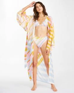 Billabong Head Over Heels Kimono Beach Cover-Up WHITE/MULTI (wmu)