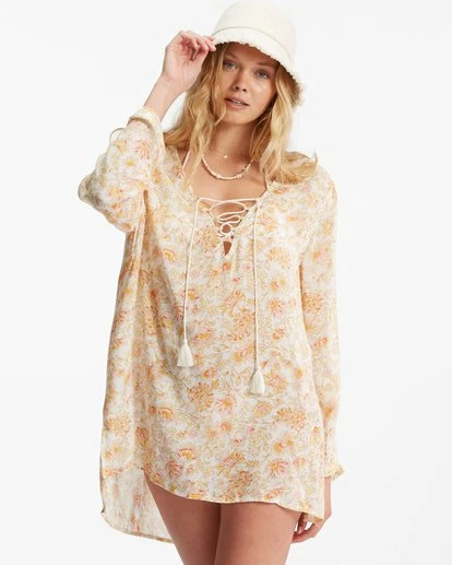 Billabong Blue Skies Gauze Beach Cover-Up WHITE/MULTI (wmu) 4 Billabong Blue Skies Gauze Beach Cover-Up WHITE/MULTI (wmu) - Image 4