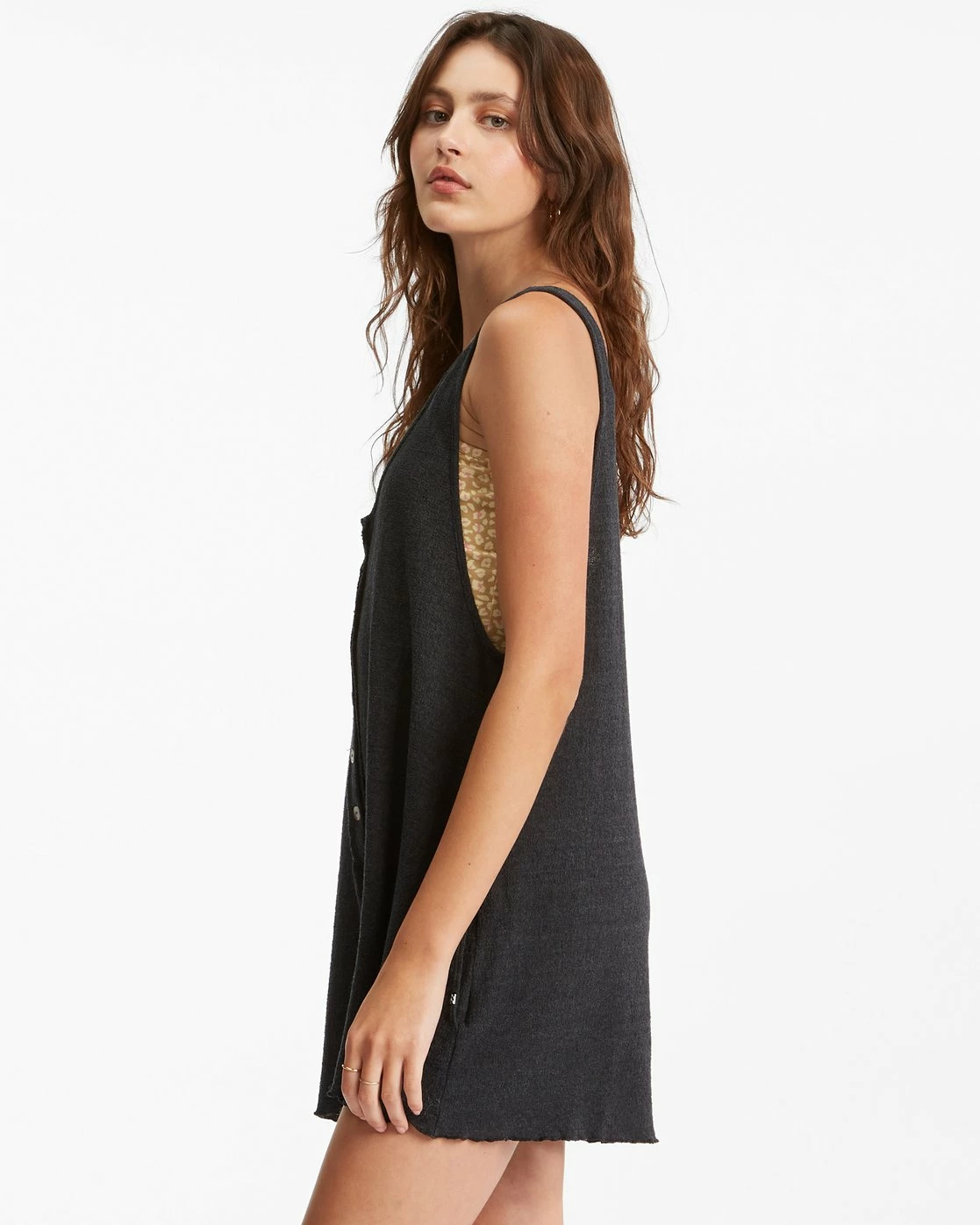 Billabong Fade Away Button-Up Knit Romper OFF BLACK (ofb) 2 Billabong Fade Away Button-Up Knit Romper OFF BLACK (ofb) - Image 2