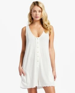 Billabong Fade Away Button-Up Knit Romper SALT CRYSTAL (scs)