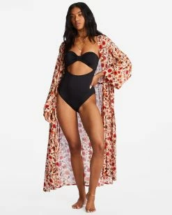Billabong Cosmic Dreamer Kimono Beach Cover-Up ANTIQUE WHITE (anw)