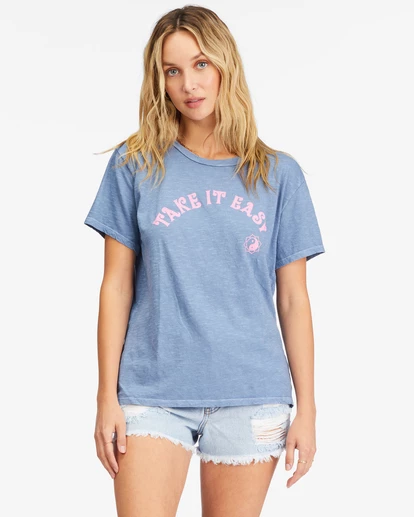 Billabong Take It Easy Boyfriend T-Shirt NEVER BLUE (bmp0) 4 Billabong Take It Easy Boyfriend T-Shirt NEVER BLUE (bmp0) - Image 4
