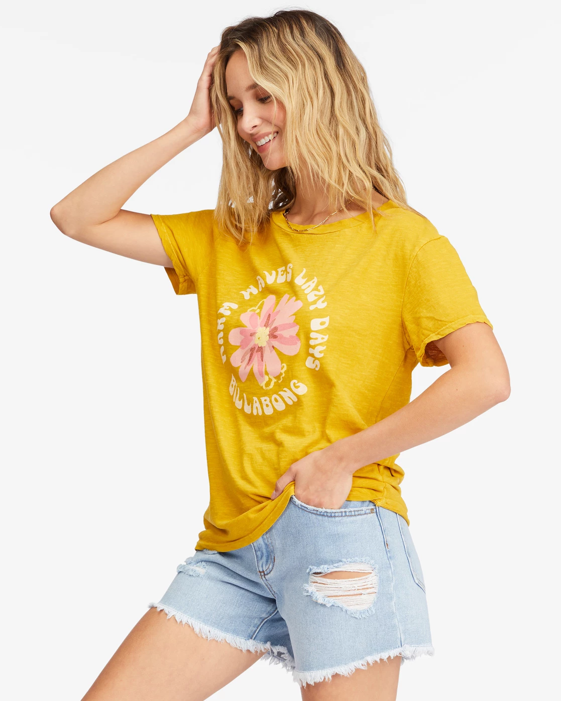 Billabong Warm Waves Lazy Days Boyfriend T-Shirt GOLDEN TOUCH (ylj0) 2 Billabong Warm Waves Lazy Days Boyfriend T-Shirt GOLDEN TOUCH (ylj0) - Image 2