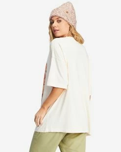 Billabong Cosmic Garden Oversized Graphic Boyfriend T-Shirt ANTIQUE WHITE (anw) -billabong shop abjzt00946 billabongw anw bck1