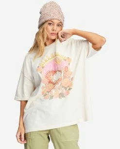 Billabong Cosmic Garden Oversized Graphic Boyfriend T-Shirt ANTIQUE WHITE (anw) -billabong shop abjzt00946 billabongw anw frt1 1