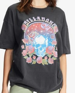 Billabong Cosmic Garden Oversized Graphic Boyfriend T-Shirt OFF BLACK (ofb) -billabong shop abjzt00946 billabongw ofb dtl1
