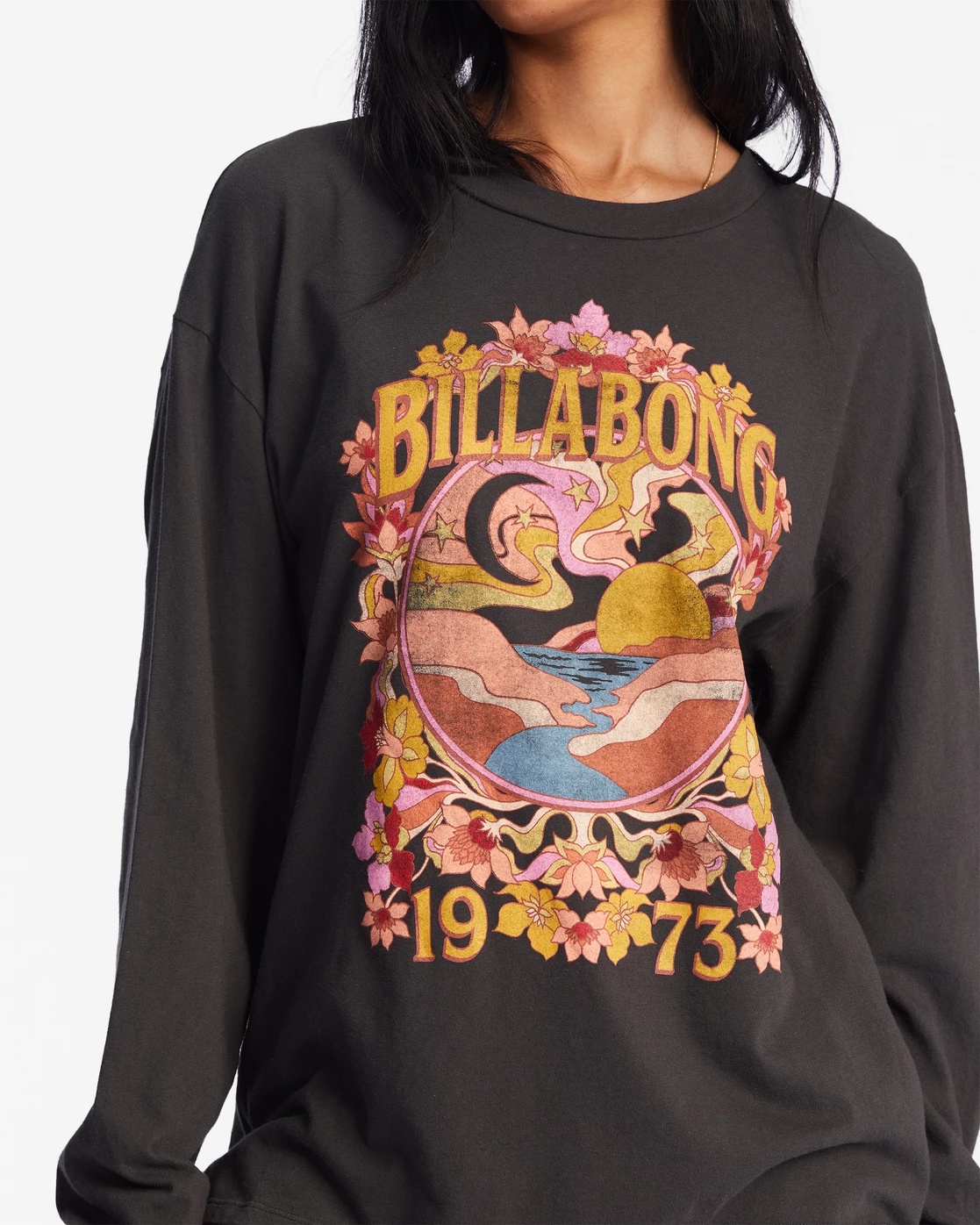 Billabong Flower Child Long Sleeve Graphic Boyfriend T-Shirt OFF BLACK (ofb) 4 Billabong Flower Child Long Sleeve Graphic Boyfriend T-Shirt OFF BLACK (ofb) - Image 4