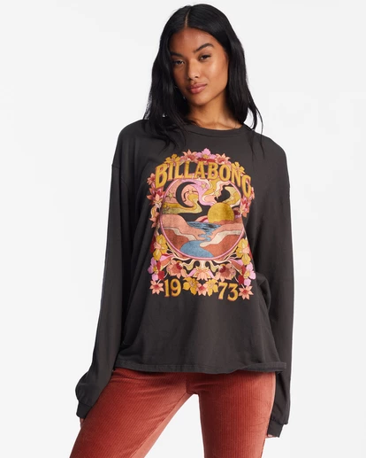 Billabong Flower Child Long Sleeve Graphic Boyfriend T-Shirt OFF BLACK (ofb) 5 Billabong Flower Child Long Sleeve Graphic Boyfriend T-Shirt OFF BLACK (ofb) - Image 5