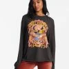 Billabong Flower Child Long Sleeve Graphic Boyfriend T-Shirt OFF BLACK (ofb)
