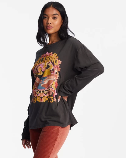 Billabong Flower Child Long Sleeve Graphic Boyfriend T-Shirt OFF BLACK (ofb) 6 Billabong Flower Child Long Sleeve Graphic Boyfriend T-Shirt OFF BLACK (ofb) - Image 6
