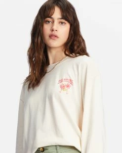 Billabong Handle With Care Long Sleeve Graphic Boyfriend T-Shirt ANTIQUE WHITE (anw) -billabong shop abjzt00970 billabongw anw dtl1