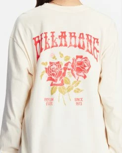 Billabong Handle With Care Long Sleeve Graphic Boyfriend T-Shirt ANTIQUE WHITE (anw) -billabong shop abjzt00970 billabongw anw dtl2