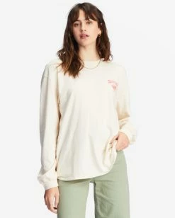 Billabong Handle With Care Long Sleeve Graphic Boyfriend T-Shirt ANTIQUE WHITE (anw) -billabong shop abjzt00970 billabongw anw frt1 1