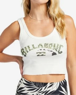 Billabong Kamea Monstera Arch Cropped Tank Top SALT CRYSTAL (scs) -billabong shop abjzt01234 billabongw scs dtl1