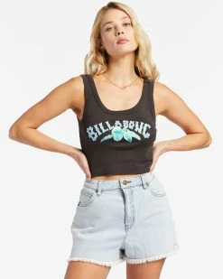 Billabong Kamea Kalo Arch Cropped Tank Top OFF BLACK (ofb)