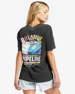 Billabong Pro Pipeline Poster Oversized T-Shirt OFF BLACK (ofb) -billabong shop abjzt01243 billabongw ofb bck1