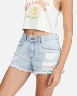 Billabong Drift Away Frayed Denim Shorts WASHED DENIM 1 (bpcw) -billabong shop j251ubdr billabongw bpcw dtl1