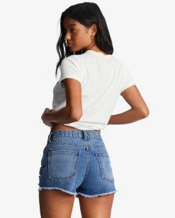 Billabong Drift Away Frayed Denim Shorts DARK DENIM (brqw) -billabong shop j251ubdr billabongw brqw bck1