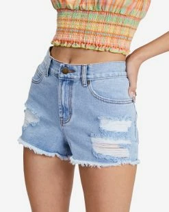 Billabong Drift Away Frayed Denim Shorts WASHED DENIM (wad) -billabong shop j251ubdr billabongw wad dtl1