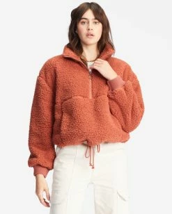 Billabong Time Off Half-Zip Fleece Pullover SWEET CHOCOLATE (cnn0) -billabong shop j6413bti billabongw cnn0 frt1 1