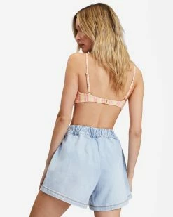 Billabong The Strand Elastic Waist Denim Shorts LIGHT BLUE (l04) -billabong shop ubjds00105 billabongw l04 bck1