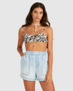 Billabong The Strand Elastic Waist Denim Shorts LIGHT BLUE (l04) -billabong shop ubjds00105 billabongw l04 frt2