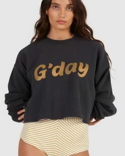 Billabong Hey Gday Cropped Crewneck Sweatshirt OFF BLACK (ofb) 10 Billabong Hey Gday Cropped Crewneck Sweatshirt OFF BLACK (ofb) -billabong shop ubjft00103 billabongw ofb dtl1