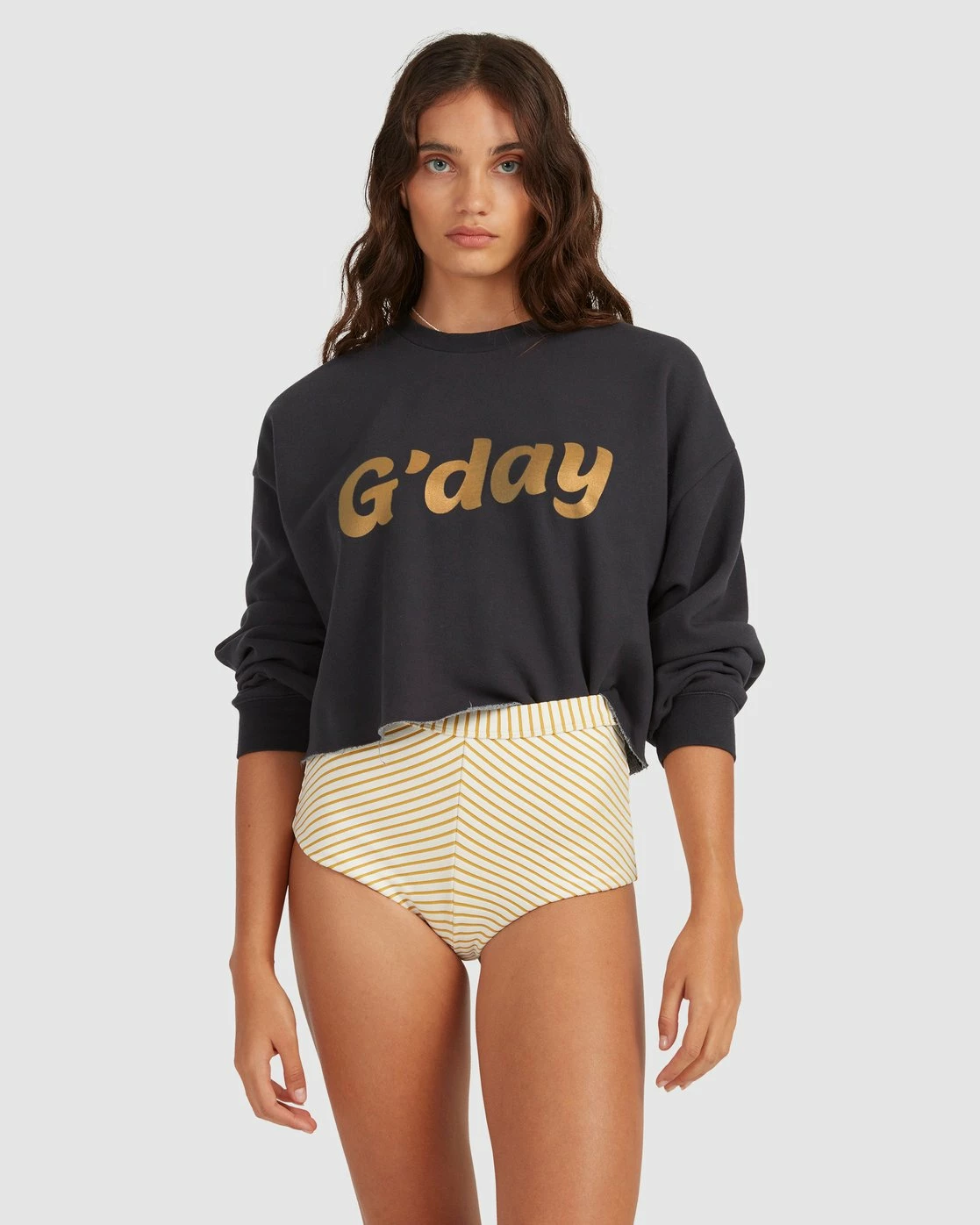 Billabong Hey Gday Cropped Crewneck Sweatshirt OFF BLACK (ofb) 4 Billabong Hey Gday Cropped Crewneck Sweatshirt OFF BLACK (ofb) - Image 4