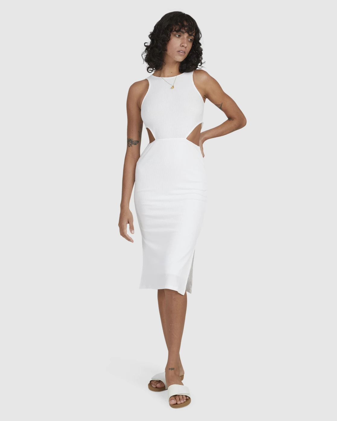 Billabong Sunup Bodycon Midi Dress SALT CRYSTAL (scs) 3 Billabong Sunup Bodycon Midi Dress SALT CRYSTAL (scs) - Image 3