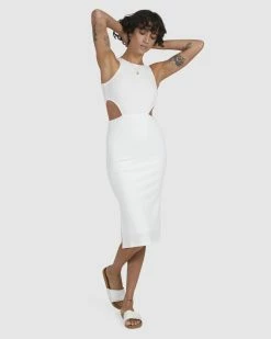 Billabong Sunup Bodycon Midi Dress SALT CRYSTAL (scs) 11 Billabong Sunup Bodycon Midi Dress SALT CRYSTAL (scs) -billabong shop ubjkd00113 billabongw scs frt2