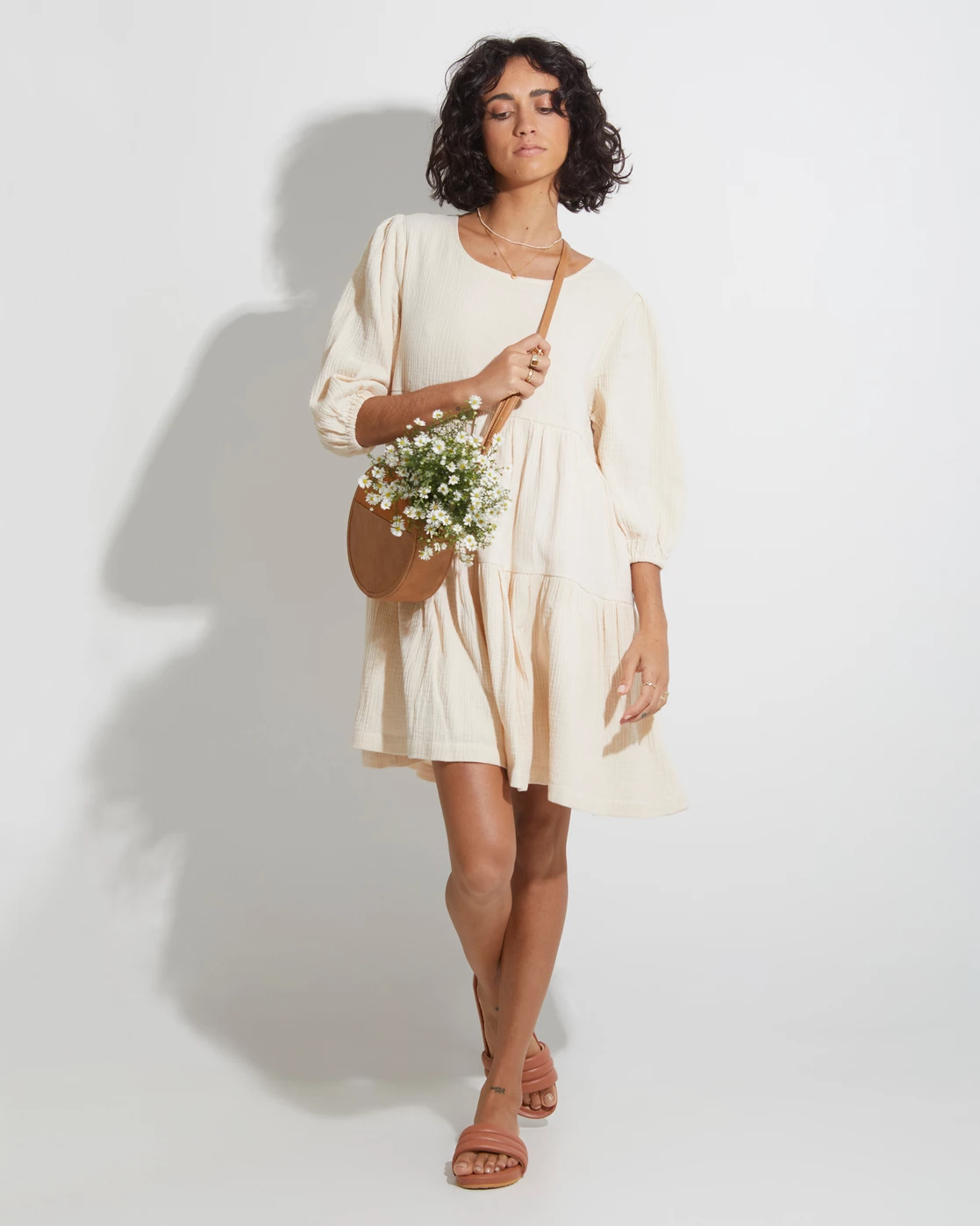 Billabong Valentine Tiered Mini Dress SALT CRYSTAL (scs) 2 Billabong Valentine Tiered Mini Dress SALT CRYSTAL (scs) - Image 2