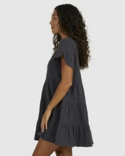 Billabong Pixie Babydoll Dress OFF BLACK (ofb) -billabong shop ubjwd00277 billabongw ofb sd1 1