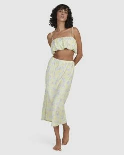 Billabong Tempest Floral Crop Top LEMON LIME (lml) -billabong shop ubjwt00123 billabongw lml frt2