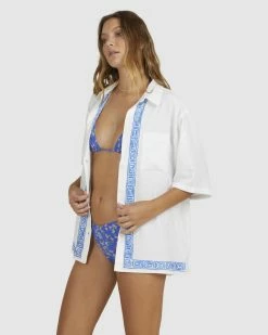 Billabong On Vacation Oversized Button-Down Shirt WHITE (wht) -billabong shop ubjwt00149 billabongw wht sd1