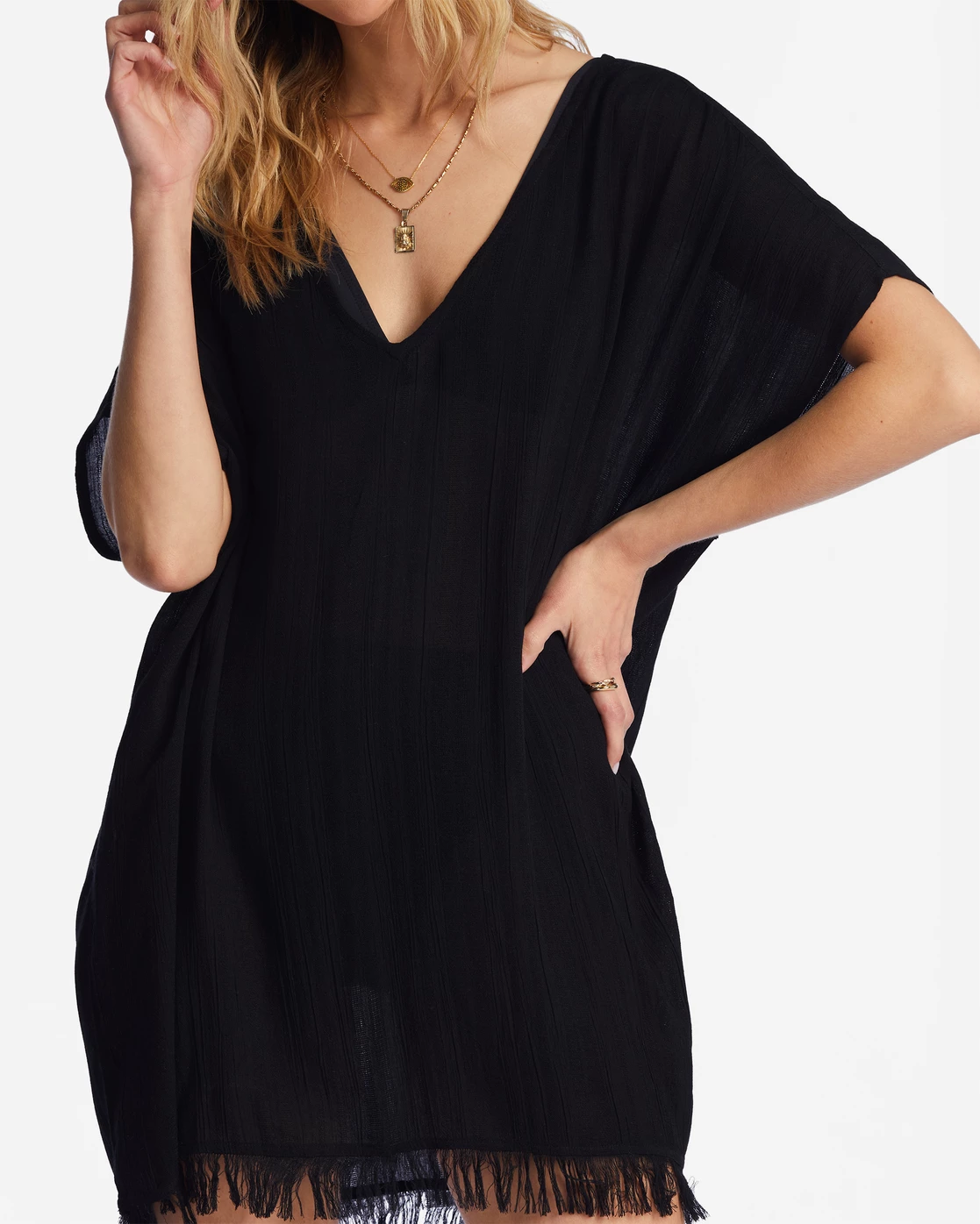 Billabong Walk Away Tunic Top BLACK PEBBLE (bpb) 4 Billabong Walk Away Tunic Top BLACK PEBBLE (bpb) - Image 4